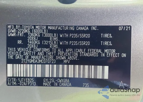 2021 Lexus Rx 450H F Sport Handling z USA, uszkodzony, nr VIN 2T2YGMDA3MC070723